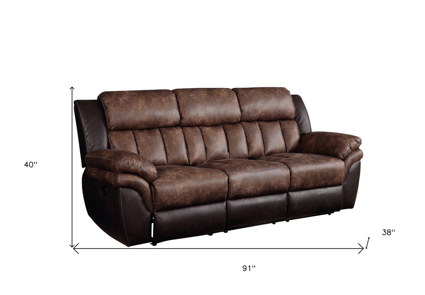 91" Espresso Microfiber Reclining Sofa With Black Legs-3