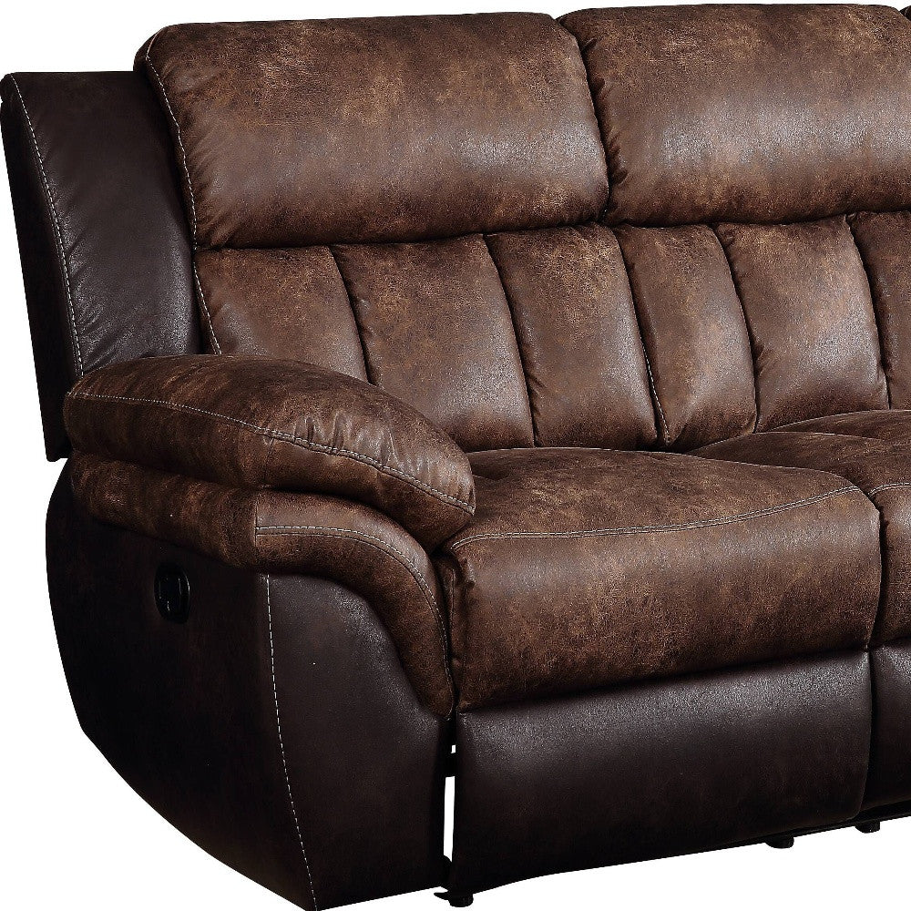 91" Espresso Microfiber Reclining Sofa With Black Legs-2