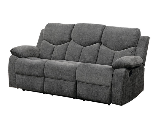 82" Gray Chenille Reclining Sofa With Black Legs-1