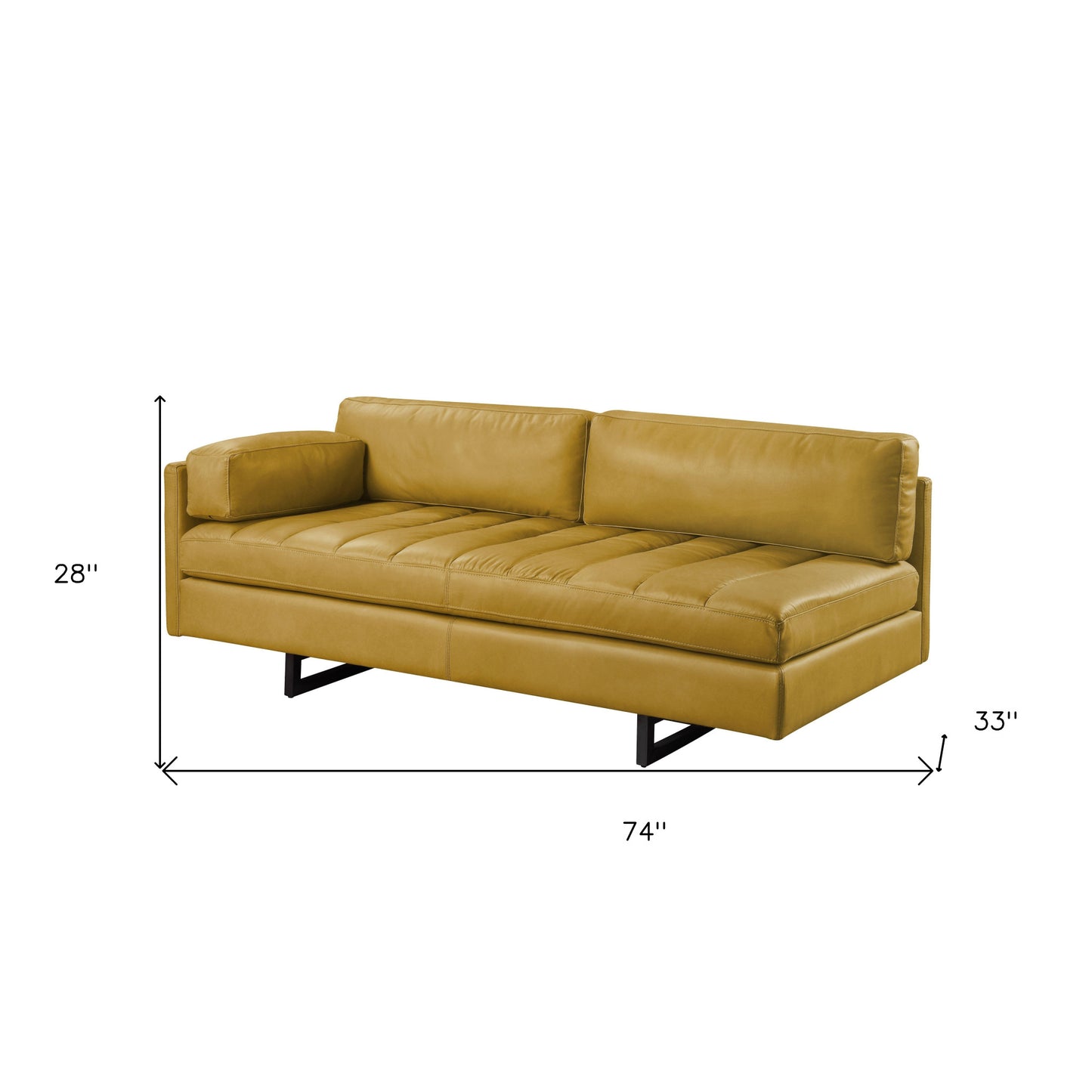 74" Mustard Top Grain Leather Sofa With Black Legs-5