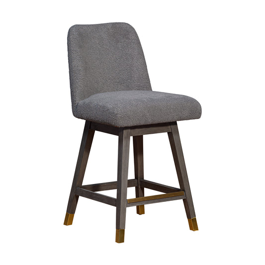 26" Gray Solid Wood Swivel Bar Chair - Loft&Timber