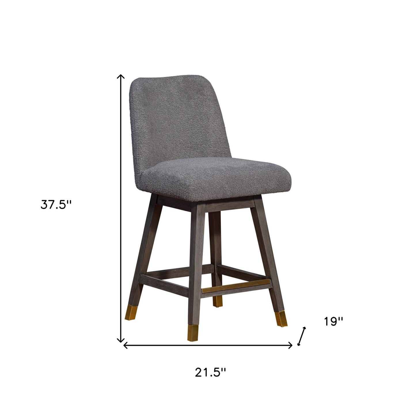 26" Gray Solid Wood Swivel Bar Chair - Loft&Timber