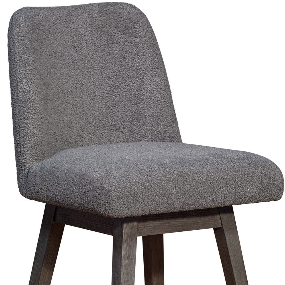 26" Gray Solid Wood Swivel Bar Chair - Loft&Timber