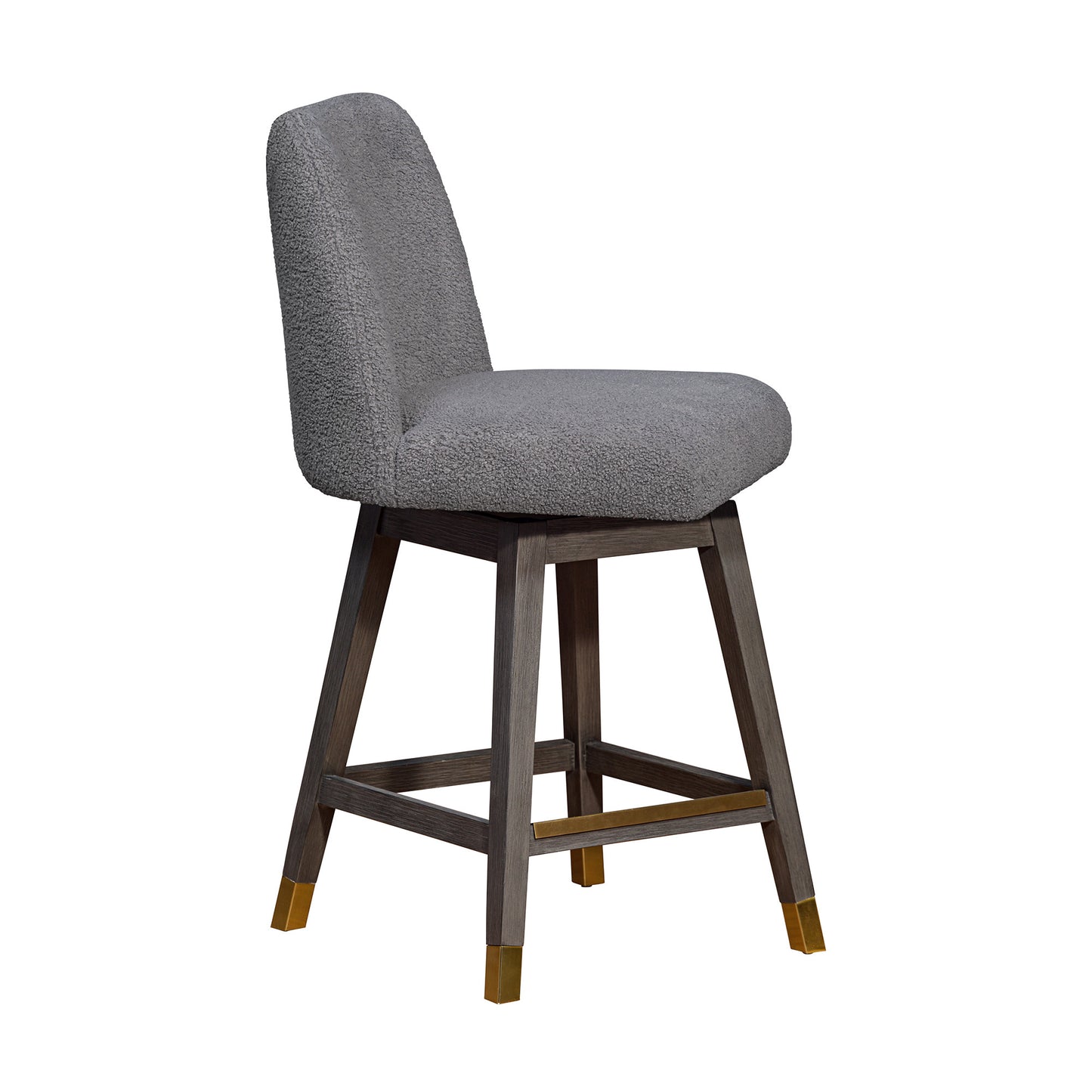 26" Gray Solid Wood Swivel Bar Chair - Loft&Timber