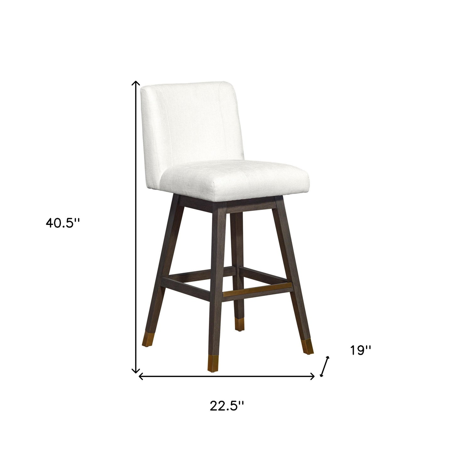 30" Pearl and Gray Upholstered and Solid Wood Bar Height Swivel Bar Chair - Loft&Timber
