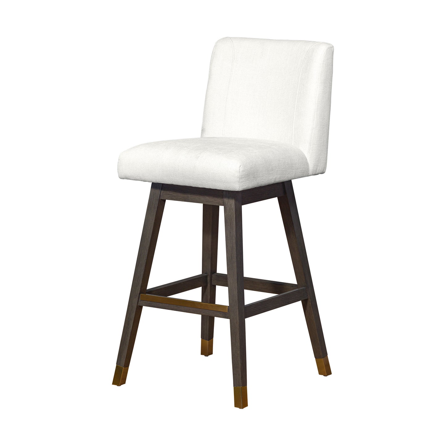 30" Pearl and Gray Upholstered and Solid Wood Bar Height Swivel Bar Chair - Loft&Timber