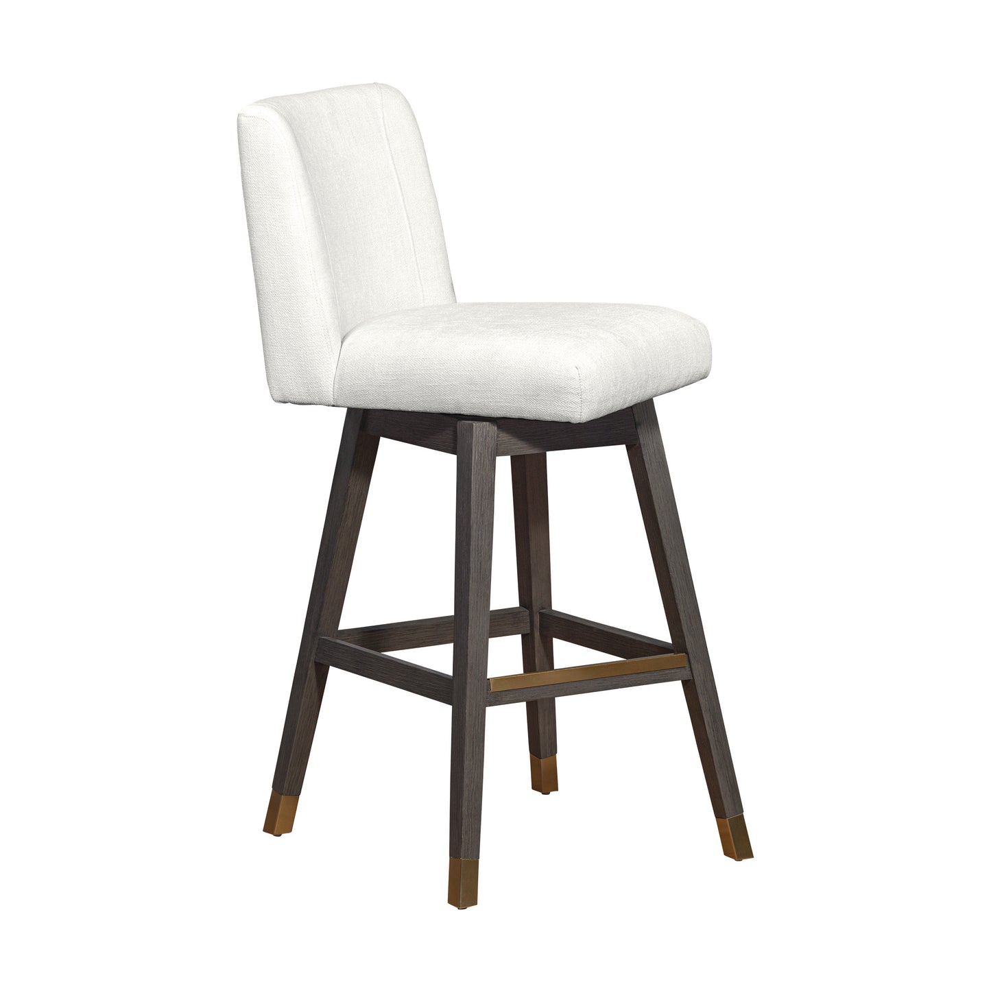 30" Pearl and Gray Upholstered and Solid Wood Bar Height Swivel Bar Chair - Loft&Timber