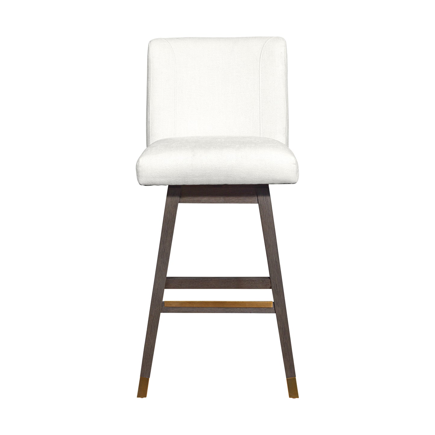 30" Pearl and Gray Upholstered and Solid Wood Bar Height Swivel Bar Chair - Loft&Timber