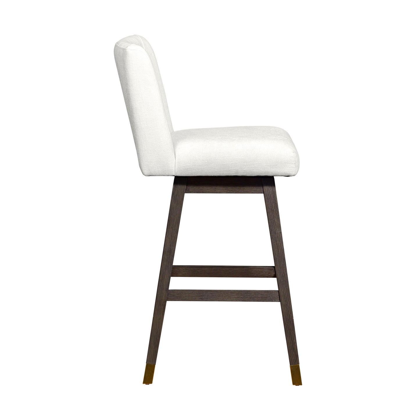 30" Pearl and Gray Upholstered and Solid Wood Bar Height Swivel Bar Chair - Loft&Timber