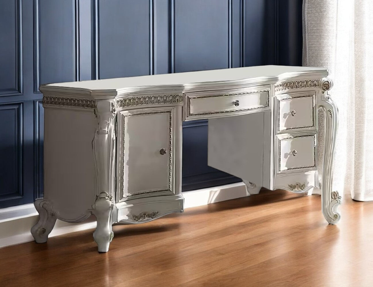 62" Pearl Wood Vanity Table With Three Drawers - Loft&Timber