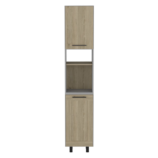 82" Gray And Oak Wood Pantry Or Storage Closet - Loft&Timber