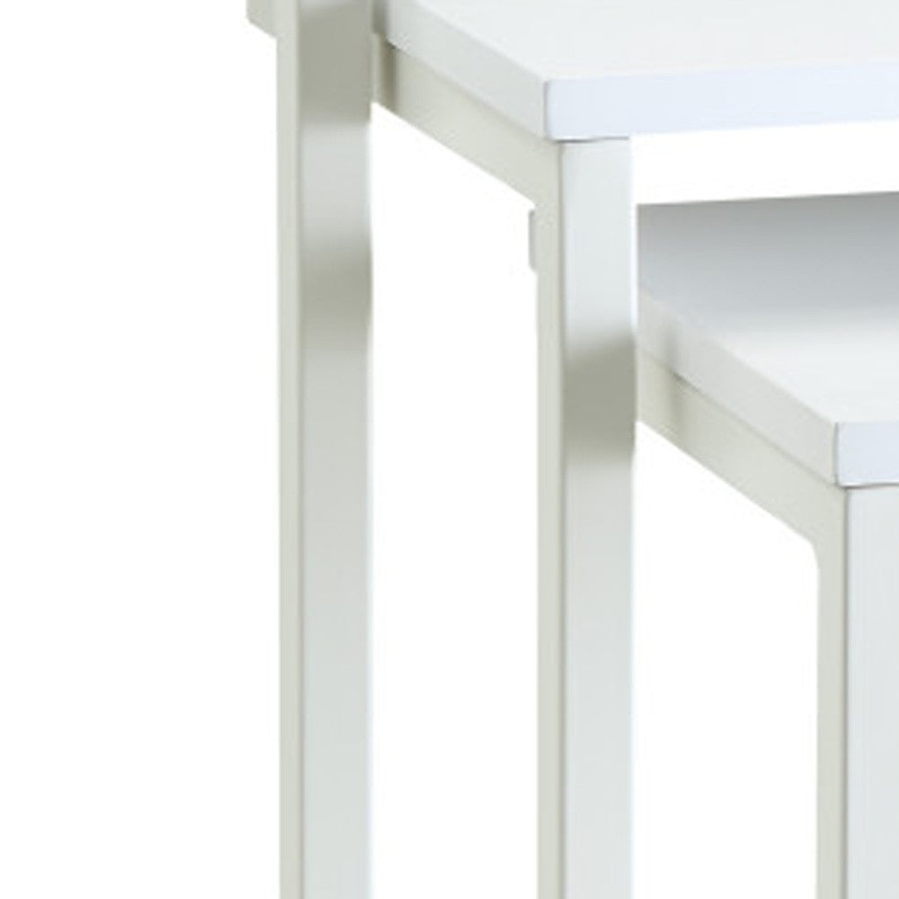 Set of Three 24" White Solid Wood And Steel Nested End Tables - Loft&Timber