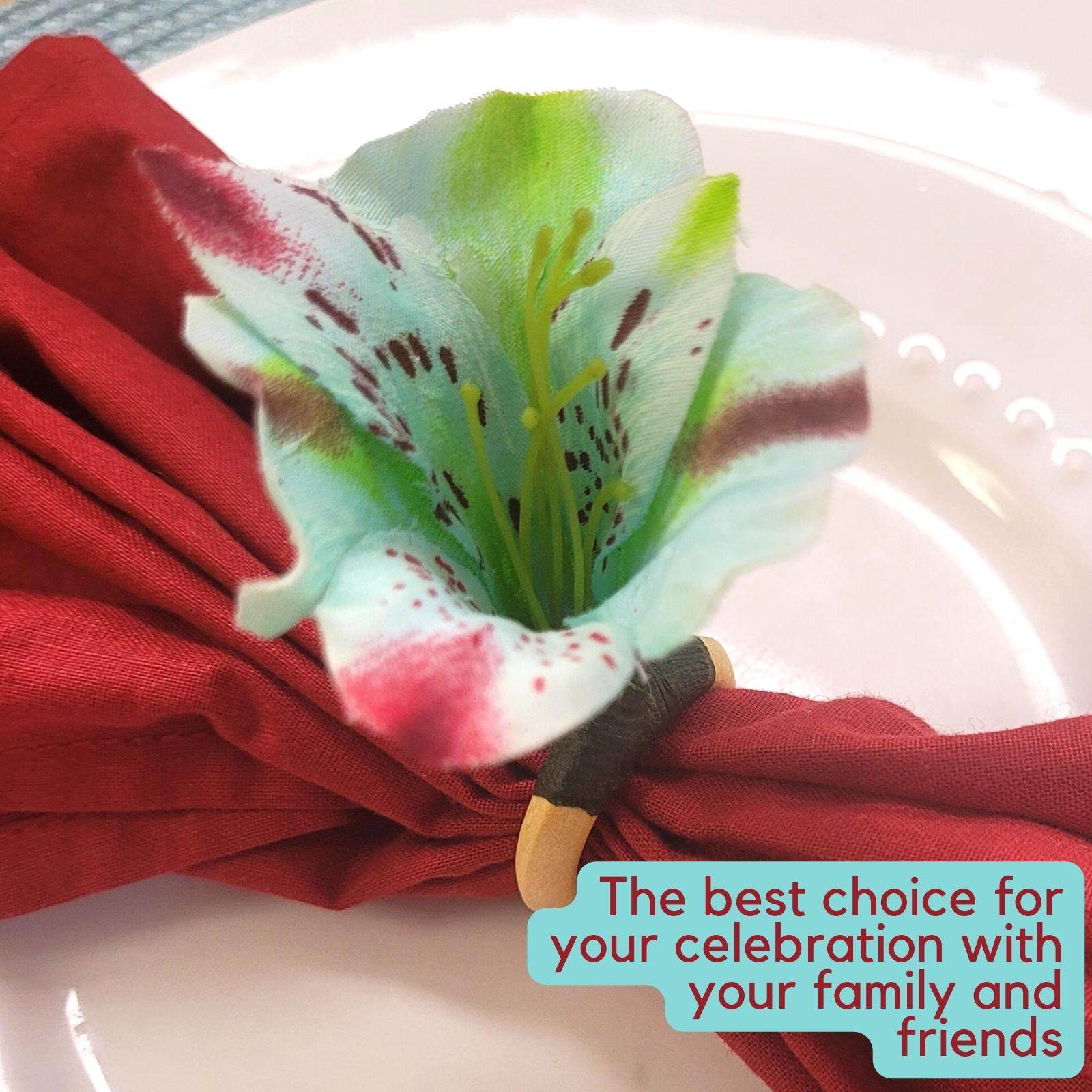 Maison Charlô | Set of 12 Turquoise Small Astromelia Napkin Rings - Loft&Timber