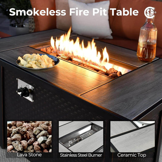 Outdoor Sectional Patio Furniture Set with Fire Pit - Loft&Timber