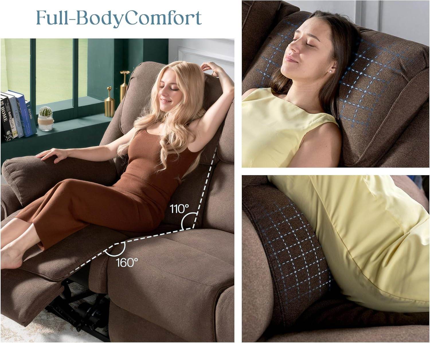 Power Recliner Sofa, Brown Chenille - Loft&Timber