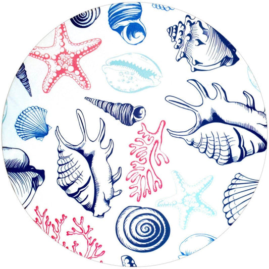 Set of 4 Round Placemats Covers Ocean White 14 Dia inch - Loft&Timber