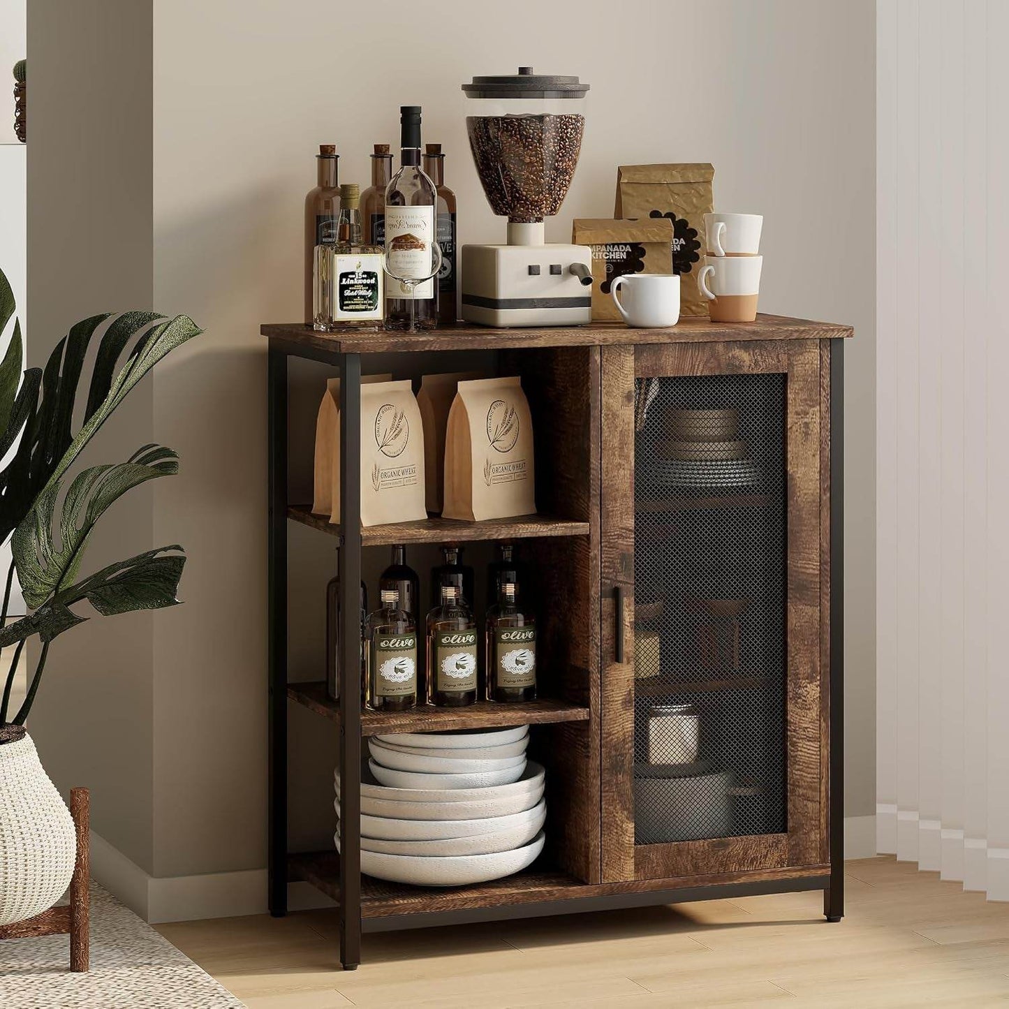 Mini Coffee Bar Cabinet Small Kitchen Buffet Farmhouse - Loft&Timber