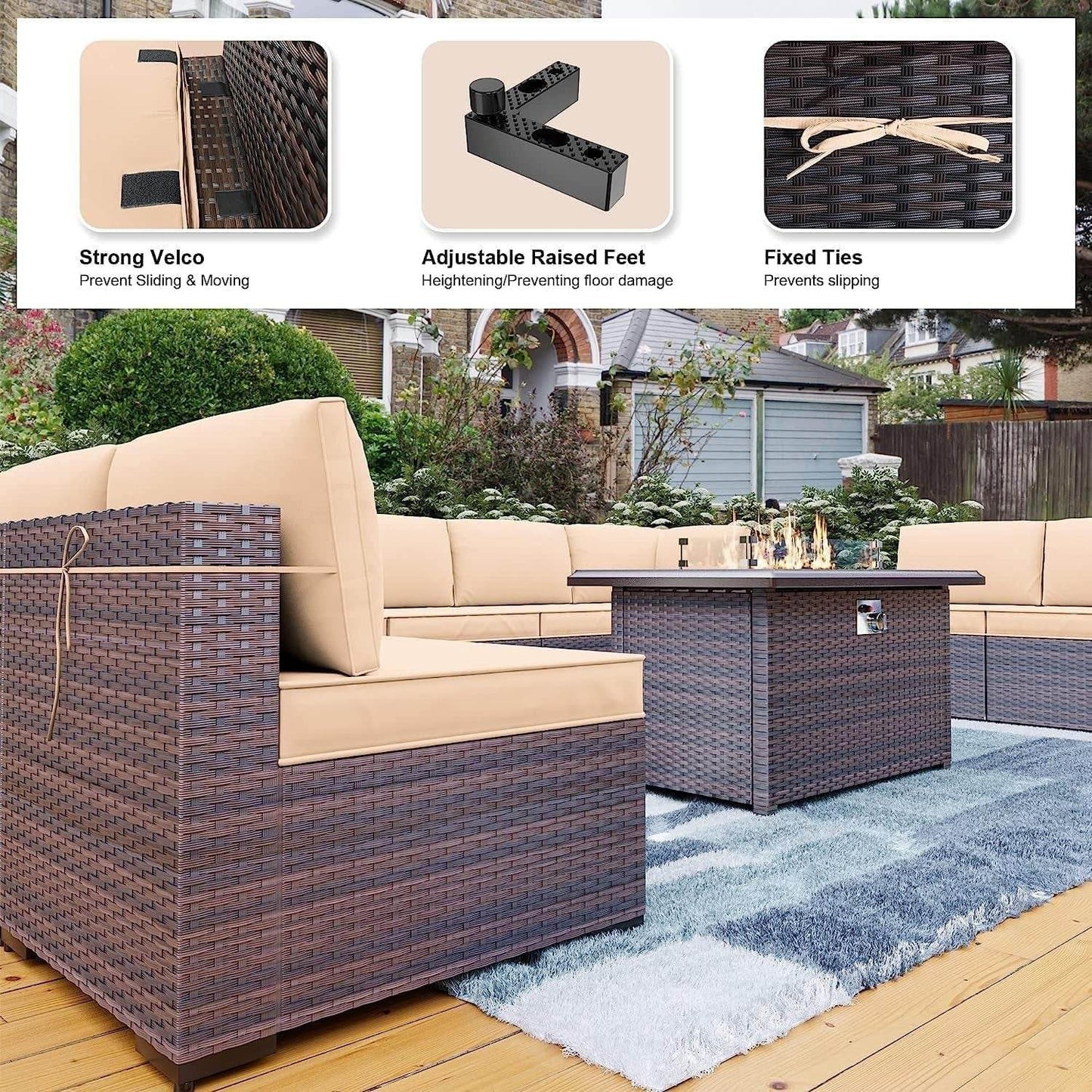 13 Piece Outdoor Patio Furniture Set with Fire Pit - Loft&Timber