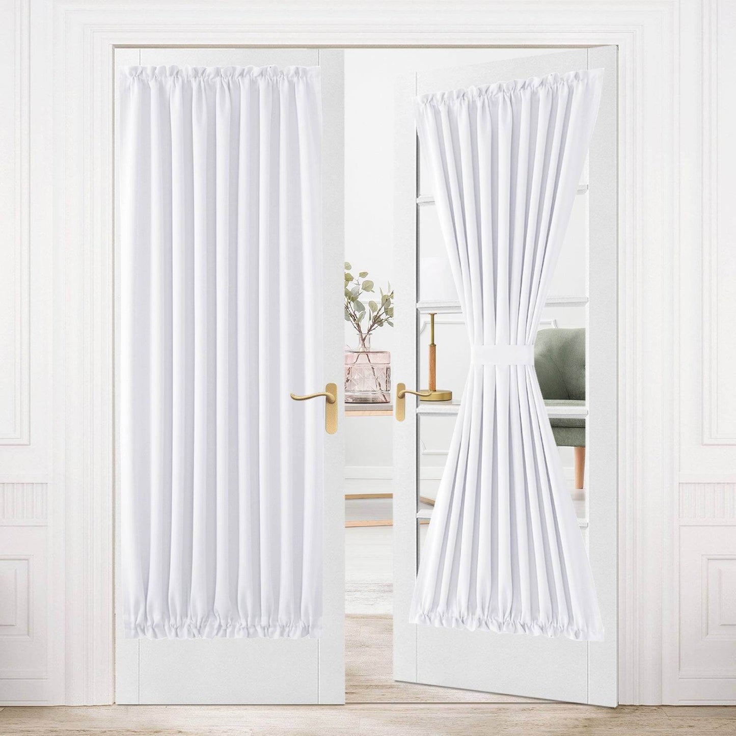 DWCN French Blackout Door Curtains, 1 Curtain Panel with Tieback - Loft&Timber