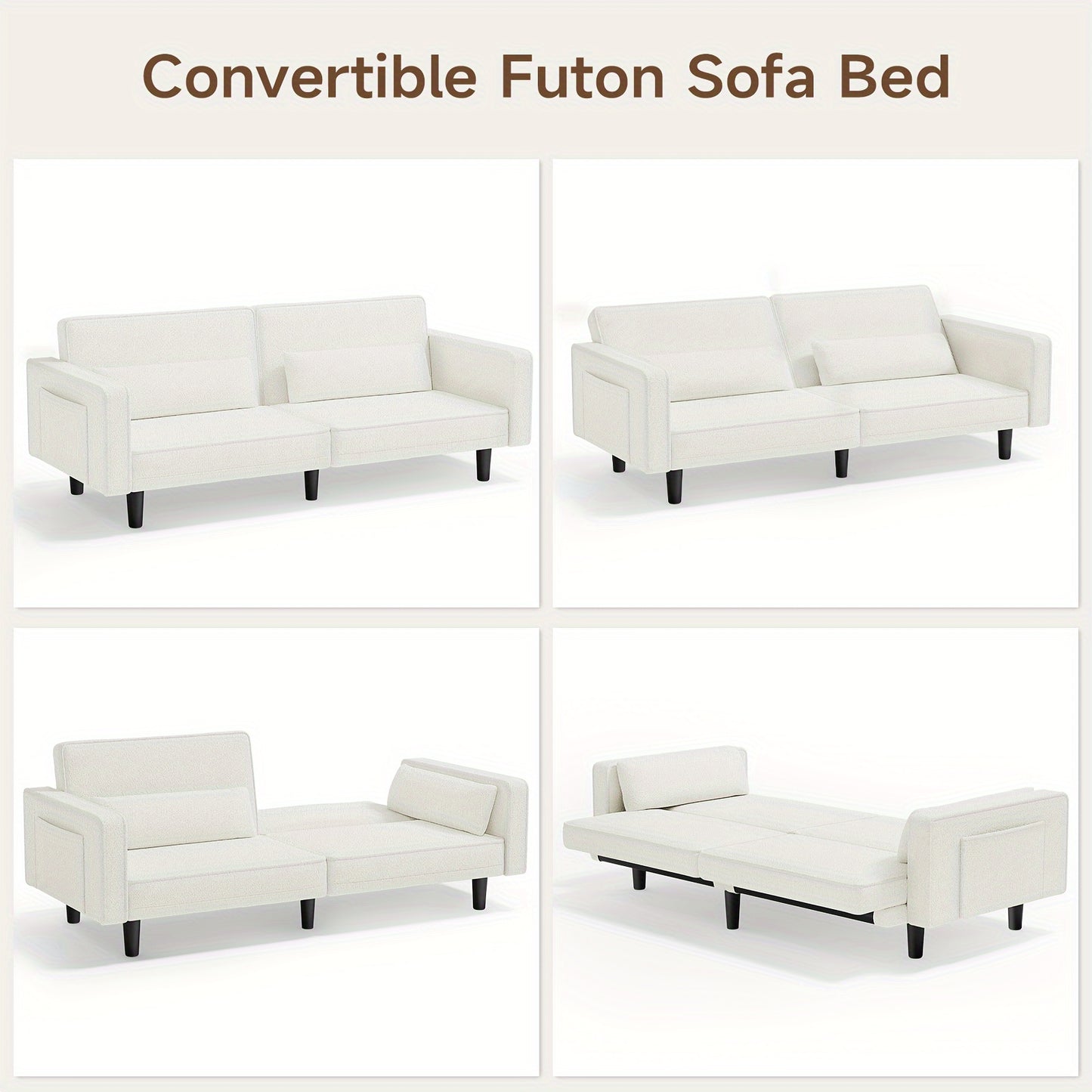 71" Futon Sofa Bed, Convertible Sleeper Sofa Bed Couch - Loft&Timber