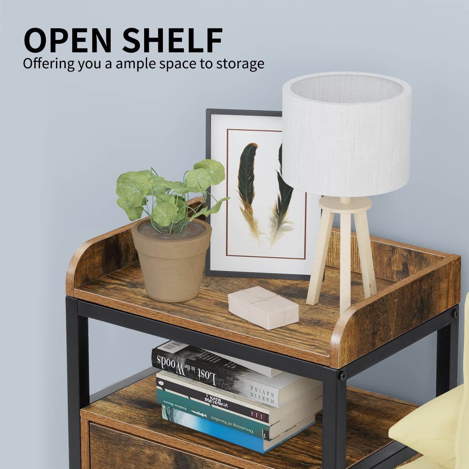 Industrial 3-Tier Nightstand Set - Loft&Timber