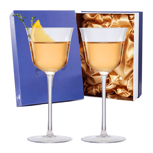 Vintage Crystal Nick & Nora/Wine Coupe Glasses - Set of 2 - Clear Radiance - Cocktails, Wine, Whiskey, Gin, Cocktail Glass - Hand Blown Classy Glass - Timeless Art Deco Design - Long Stemmed (5 OZ) - Loft&Timber