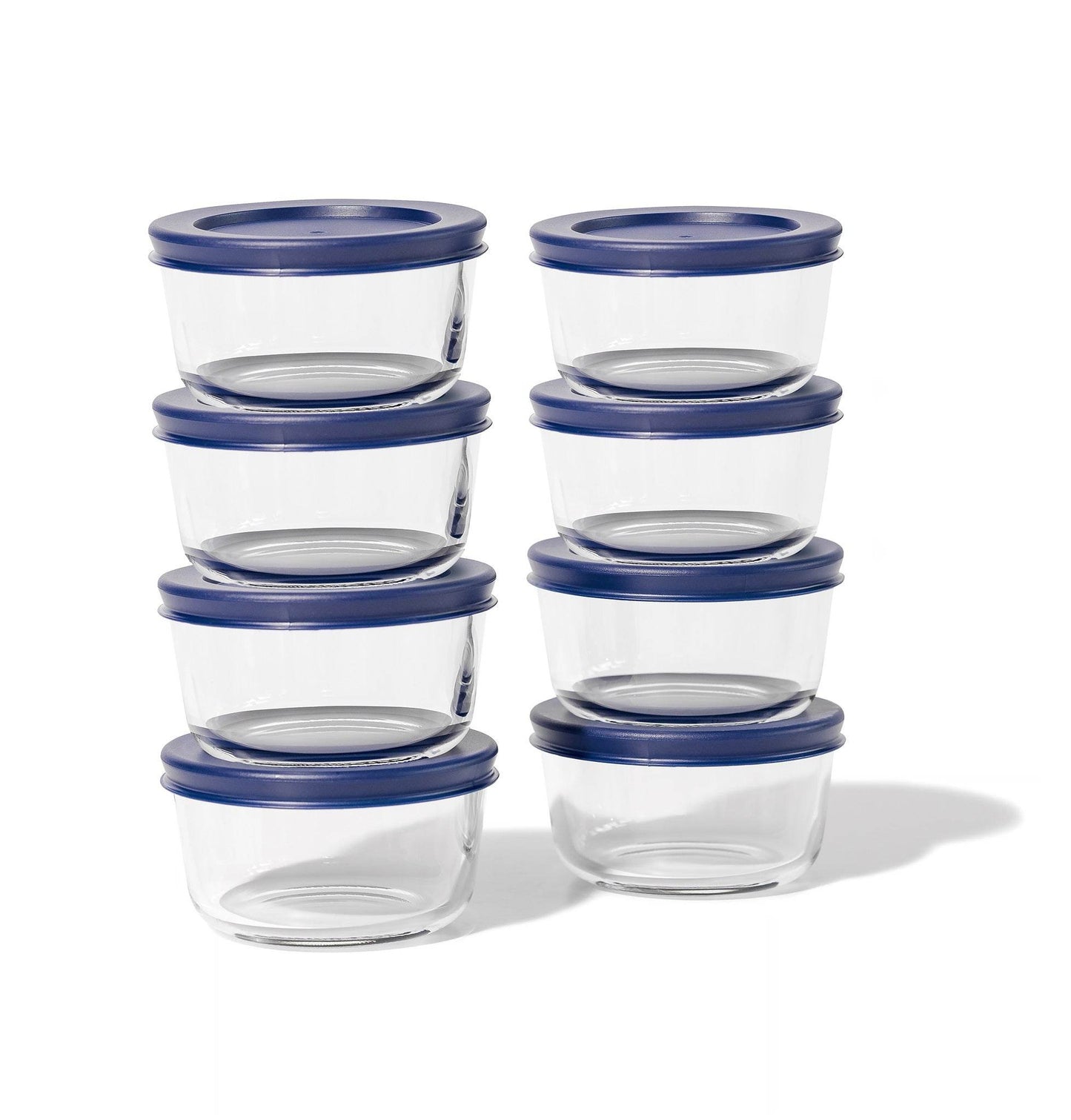 Glass Food Storage Containers - 16 Piece 7oz Set (8 Containers + 8 Lids), Blue - Loft&Timber