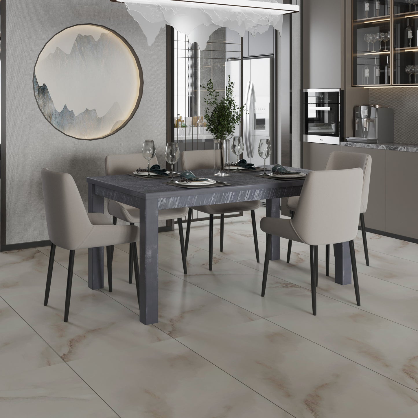 35" Gray Solid Wood Dining Table - Loft&Timber