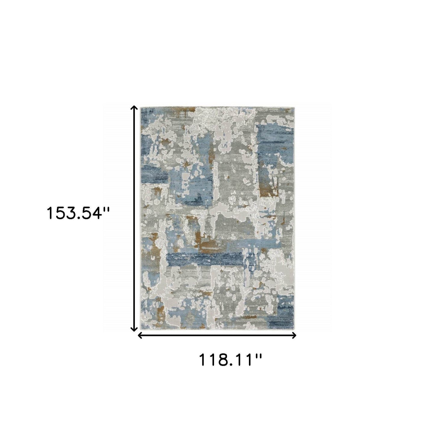 10' X 13' Grey Blue Navy Ivory And Brown Abstract Power Loom Stain Resistant Area Rug - Loft&Timber