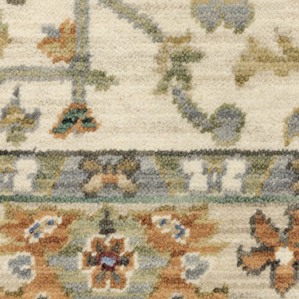 10' X 13' Ivory Oriental Power Loom Stain Resistant Area Rug With Fringe - Loft&Timber