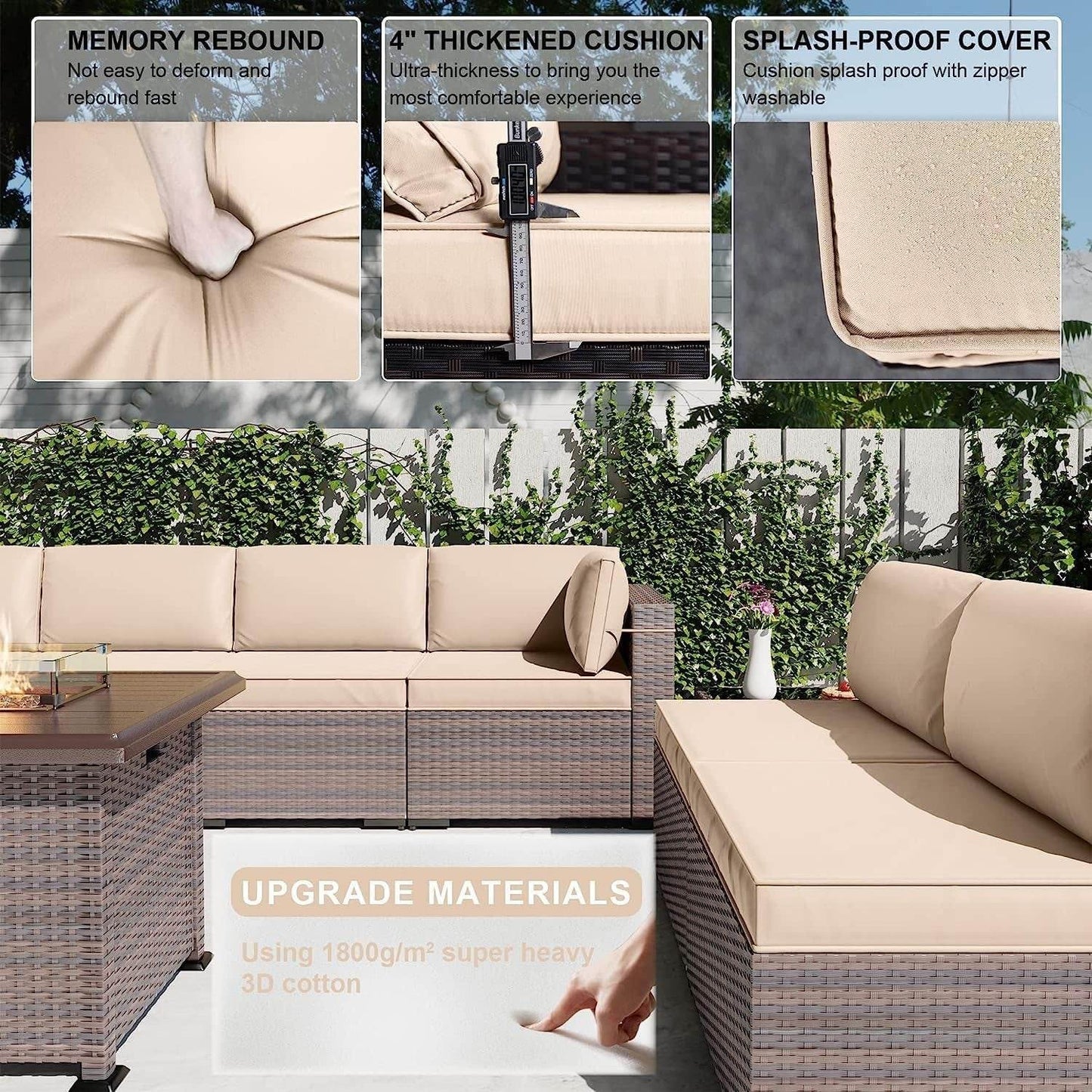 13 Piece Outdoor Patio Furniture Set with Fire Pit - Loft&Timber