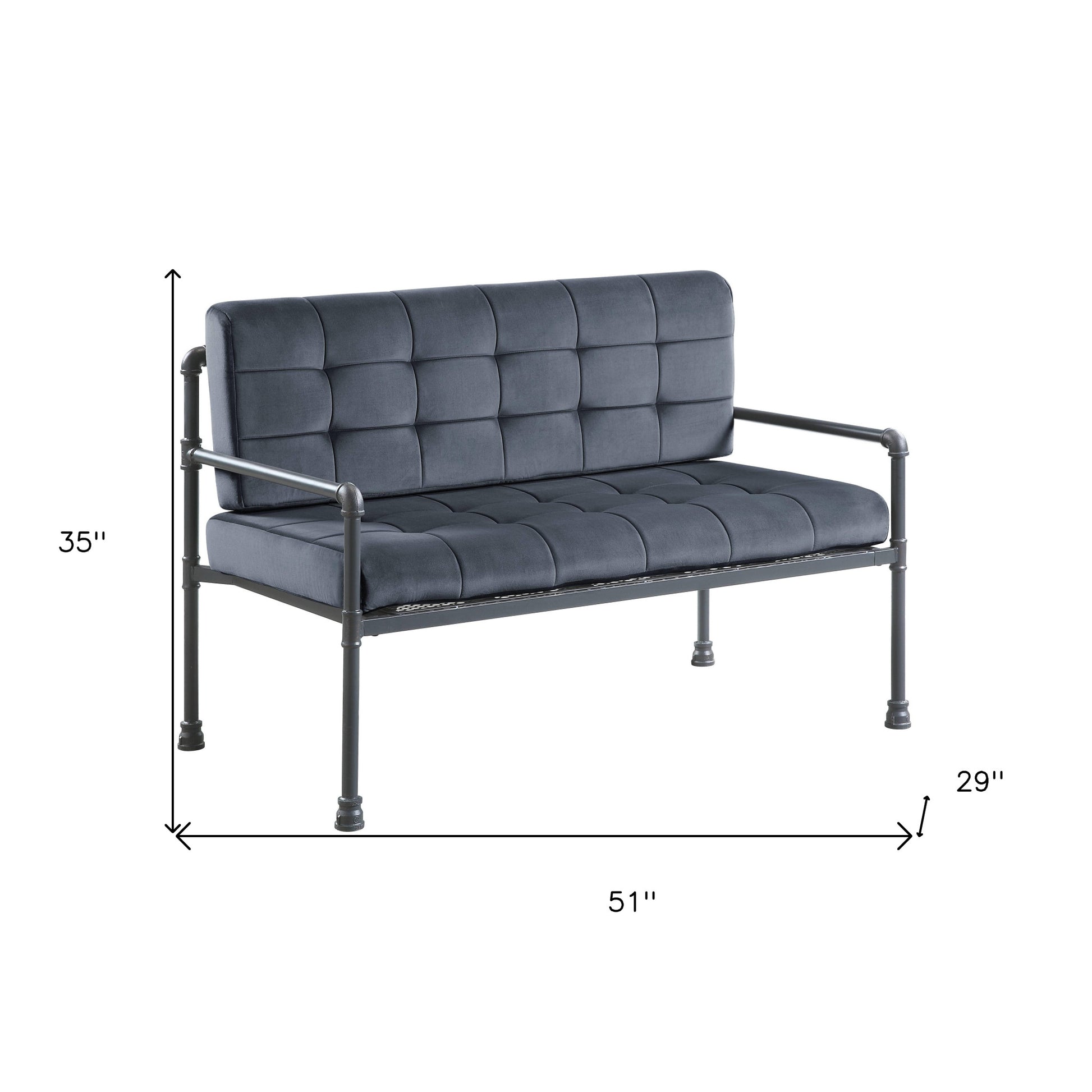 51" Gray Velvet Loveseat - Loft&Timber