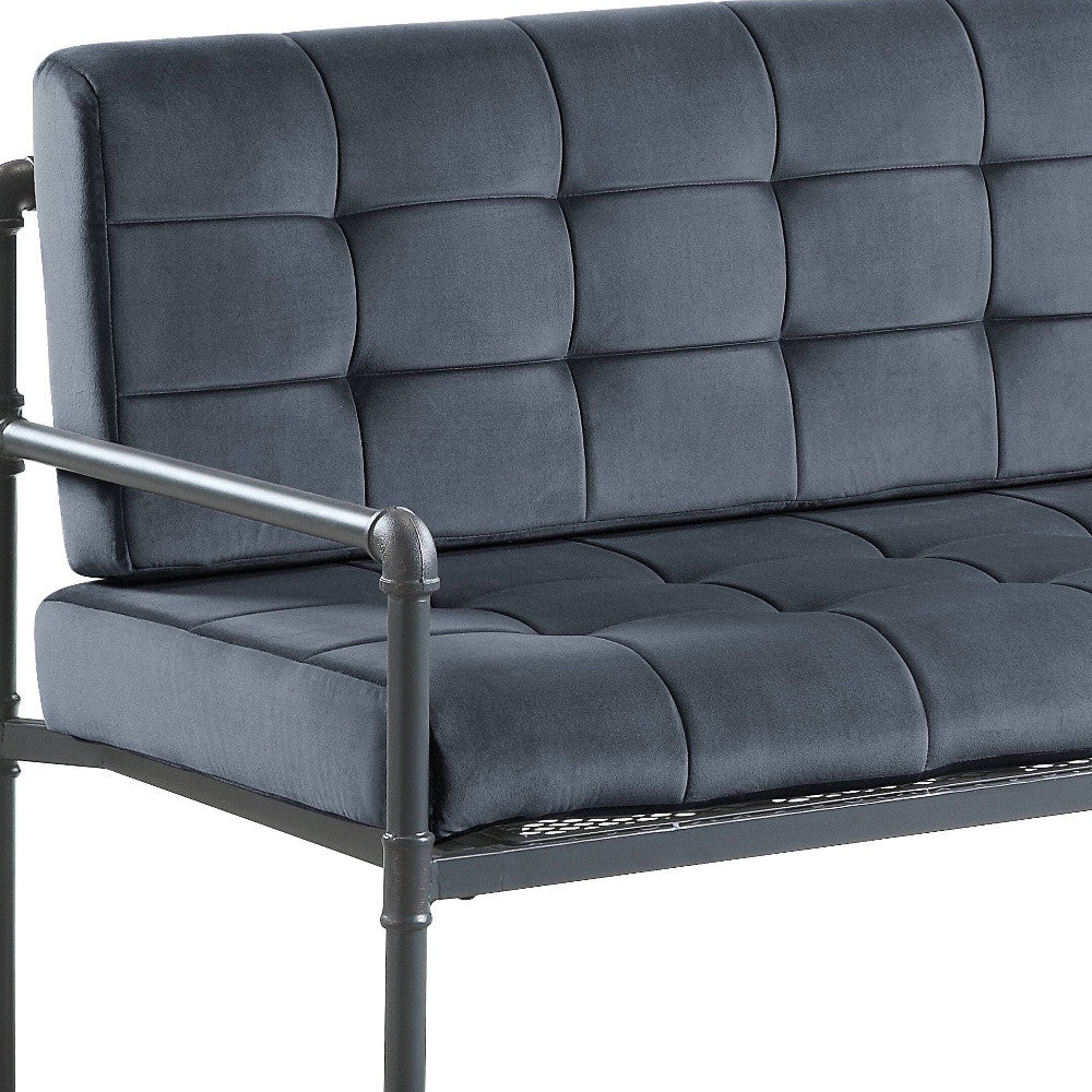 51" Gray Velvet Loveseat - Loft&Timber