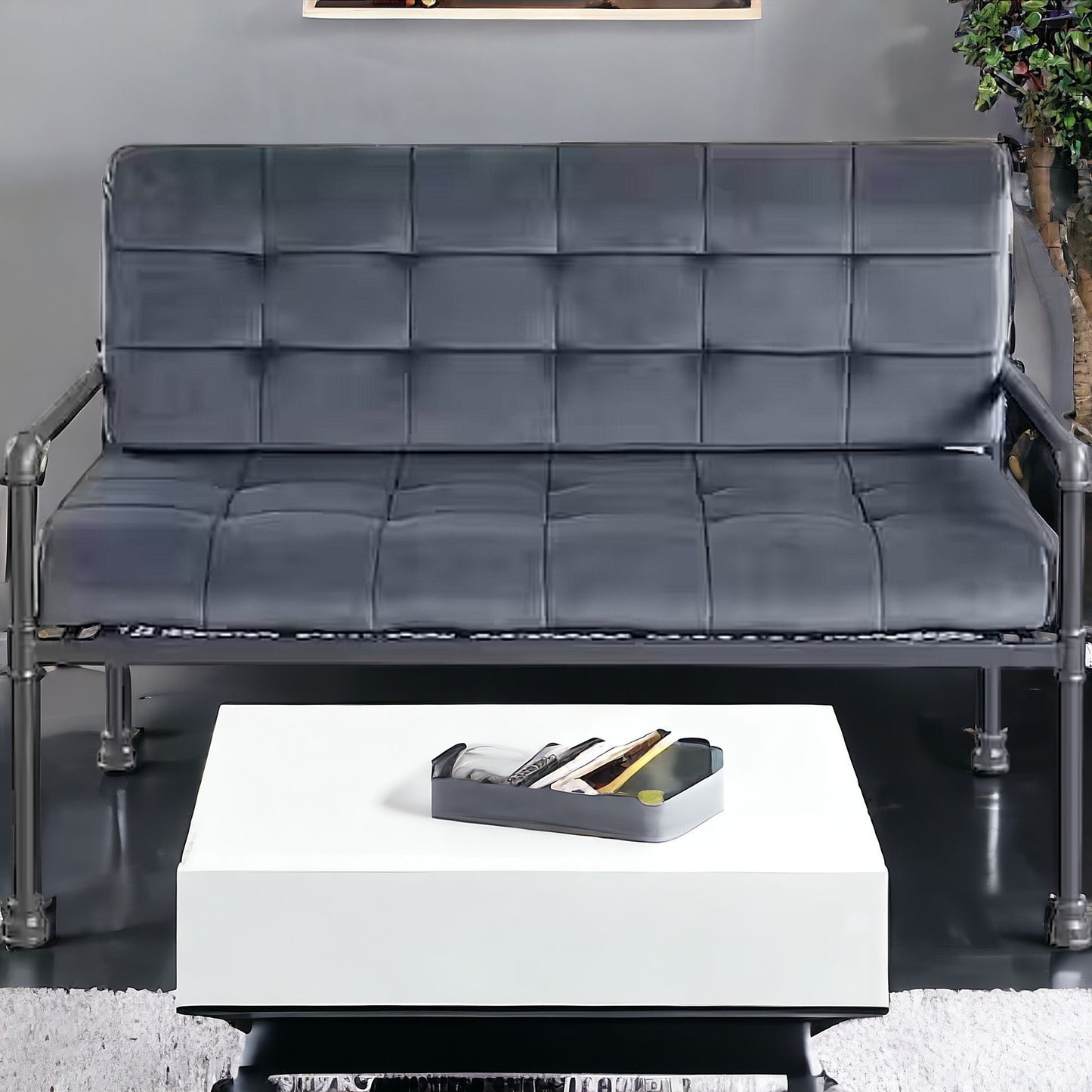 51" Gray Velvet Loveseat - Loft&Timber