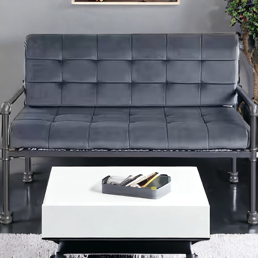 51" Gray Velvet Loveseat - Loft&Timber