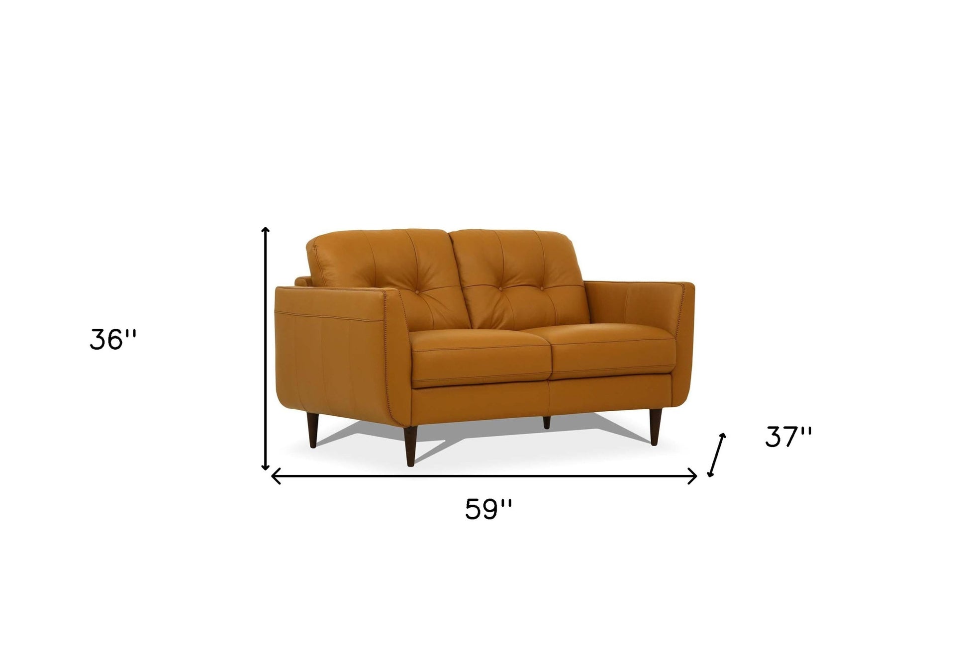 59" Camel And Brown Leather Loveseat - Loft&Timber