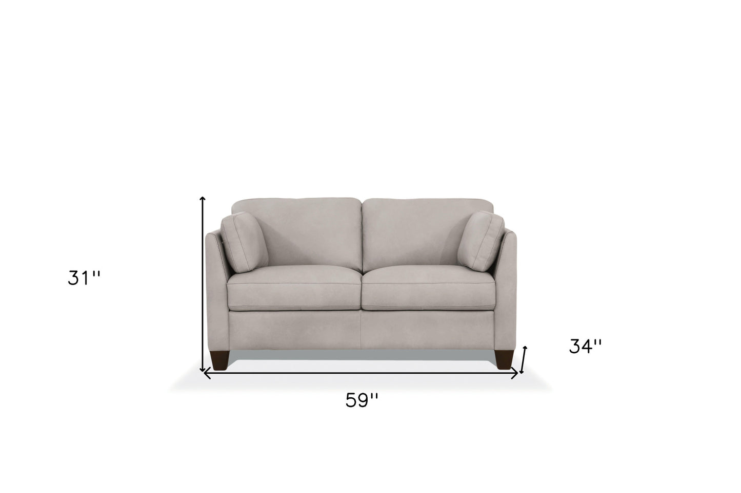 59" Off White And Brown Leather Loveseat - Loft&Timber