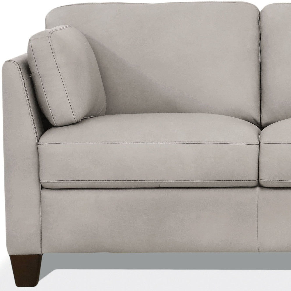 59" Off White And Brown Leather Loveseat - Loft&Timber