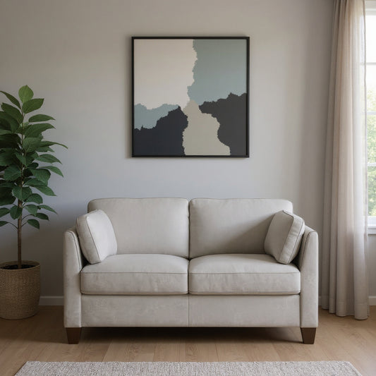 59" Off White And Brown Leather Loveseat - Loft&Timber
