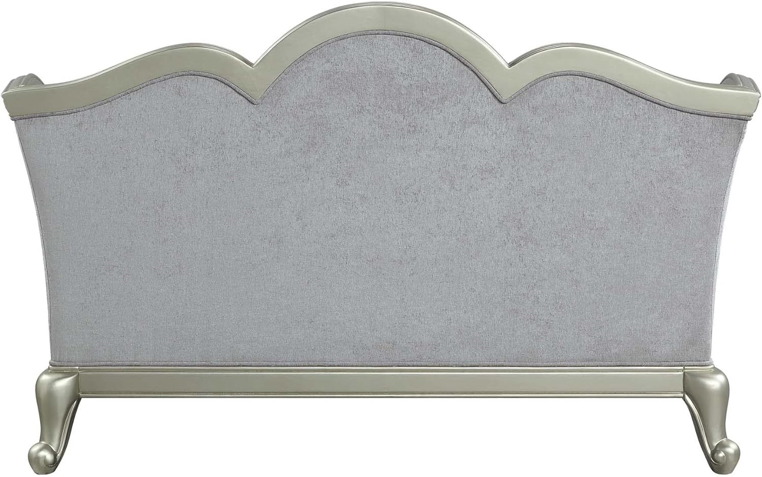 66" Light Gray And Champagne Linen Damask Loveseat and Toss Pillows - Loft&Timber