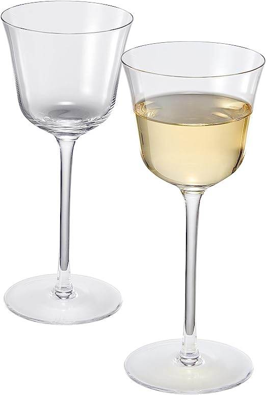 Vintage Crystal Nick & Nora/Wine Coupe Glasses - Set of 2 - Clear Radiance - Cocktails, Wine, Whiskey, Gin, Cocktail Glass - Hand Blown Classy Glass - Timeless Art Deco Design - Long Stemmed (5 OZ) - Loft&Timber