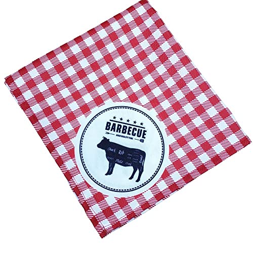 Charlo's Cloth Napkins Set of 4 Red Barbecue II 16" by 16" - Red - Loft&Timber