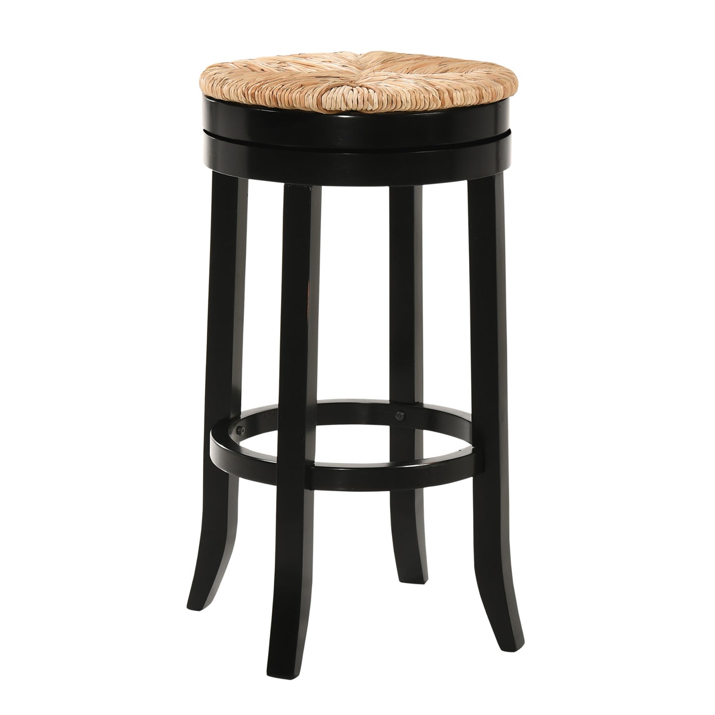 30" Natural And Black Solid Wood Swivel Backless Bar Height Bar Chair - Loft&Timber