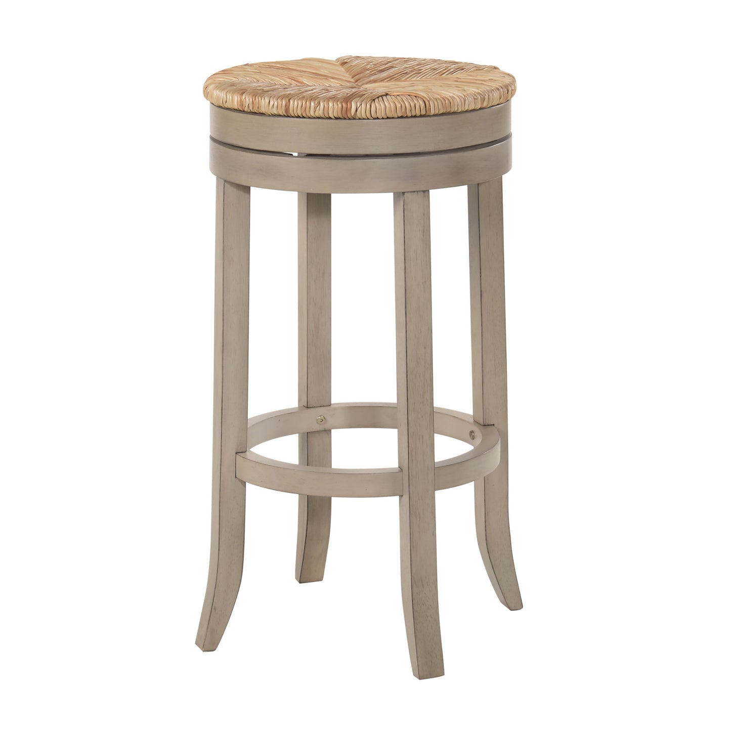 30" Natural And Gray Solid Wood Swivel Backless Bar Height Bar Chair - Loft&Timber