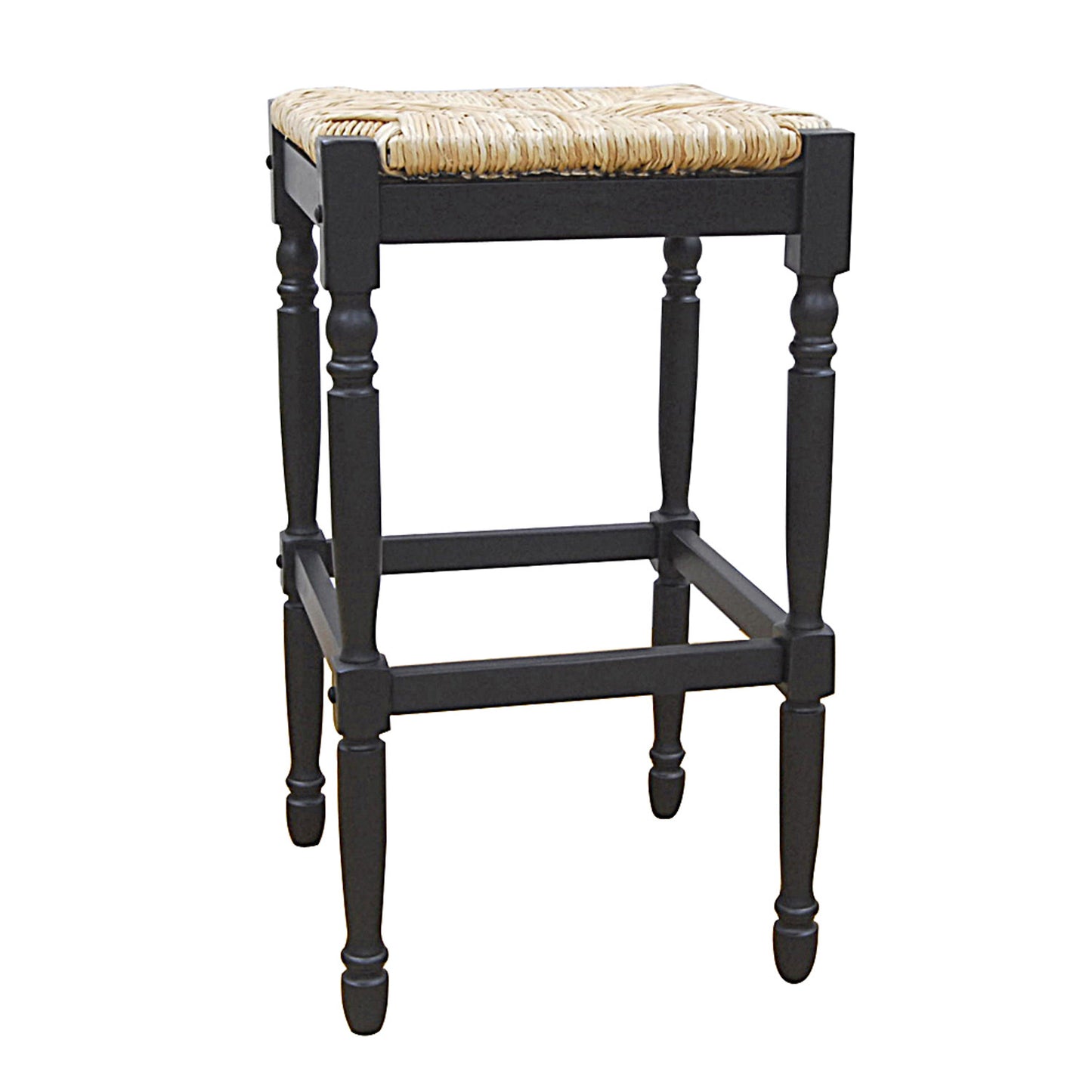 29" Natural And Black Solid Wood Backless Bar Height Bar Chair - Loft&Timber