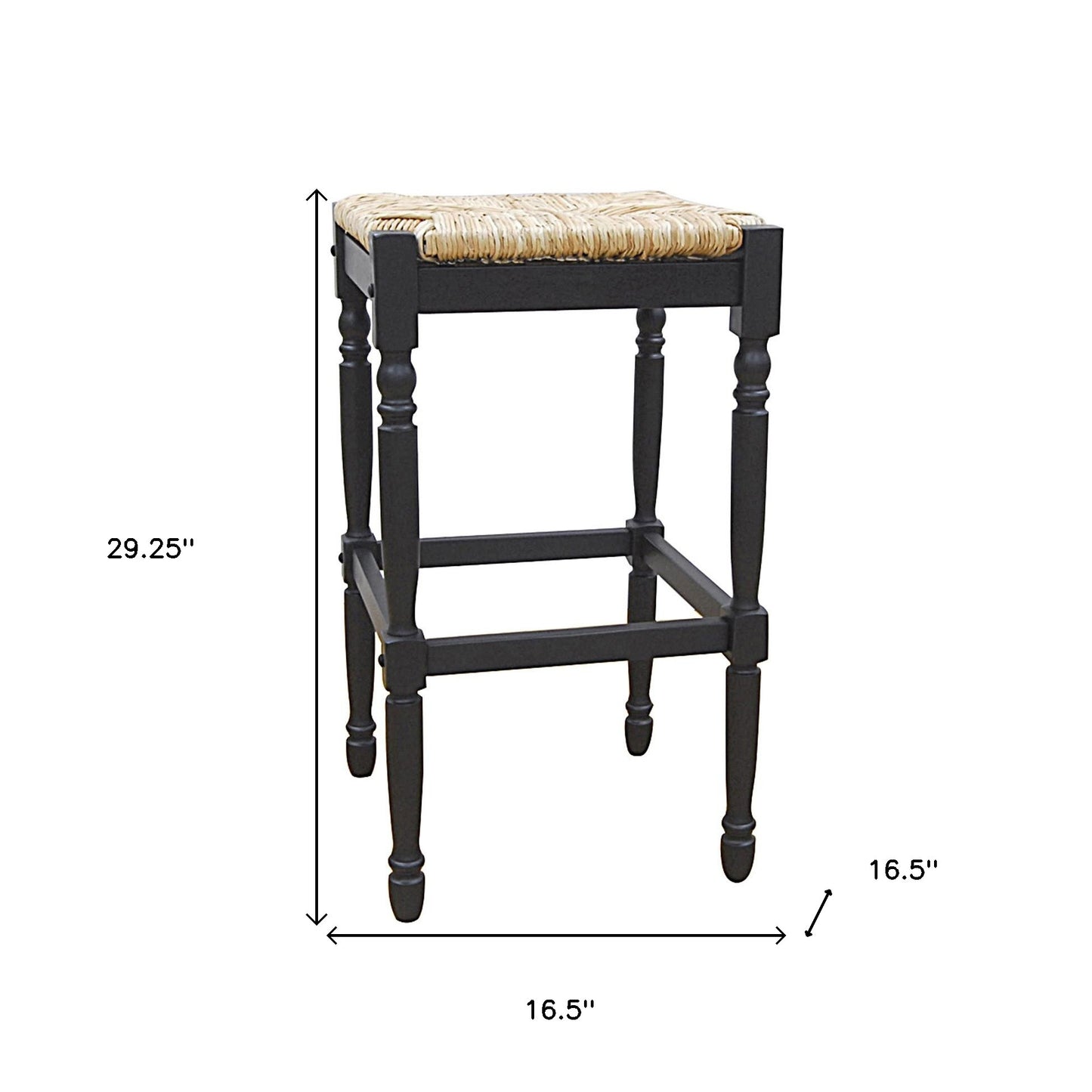 29" Natural And Black Solid Wood Backless Bar Height Bar Chair - Loft&Timber