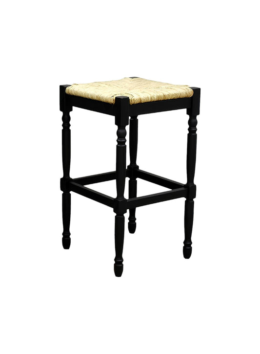 29" Natural And Black Solid Wood Backless Bar Height Bar Chair - Loft&Timber