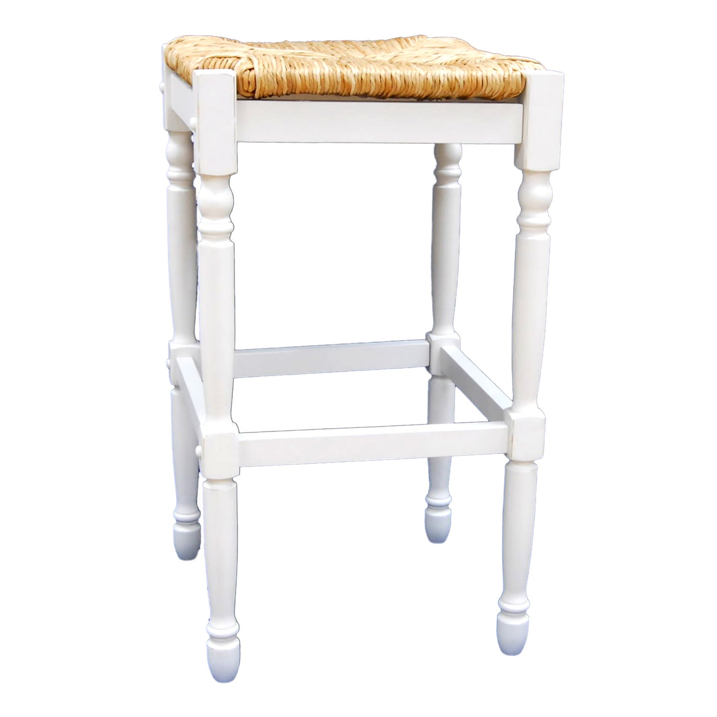 29" Natural And Antiqued White Solid Wood Backless Bar Height Bar Chair - Loft&Timber