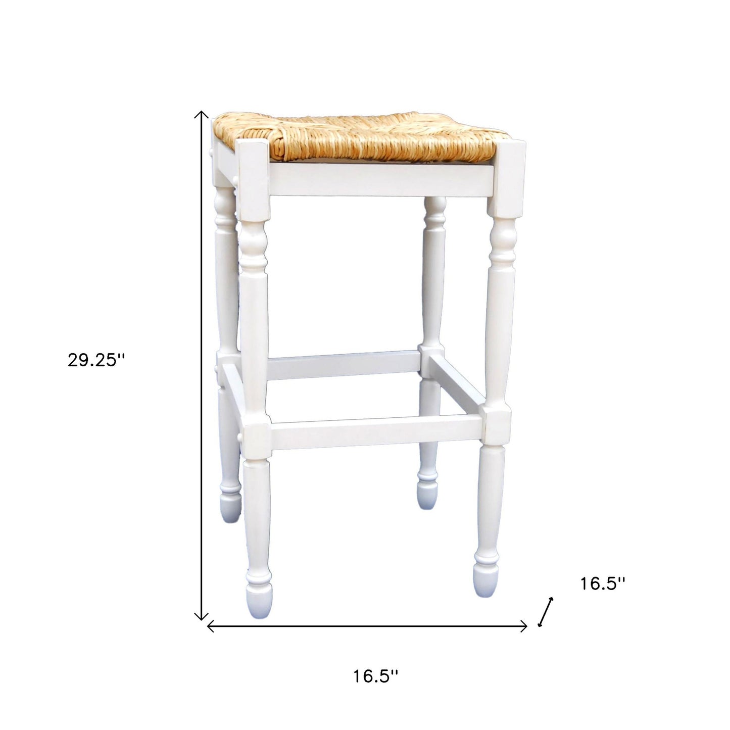 29" Natural And Antiqued White Solid Wood Backless Bar Height Bar Chair - Loft&Timber