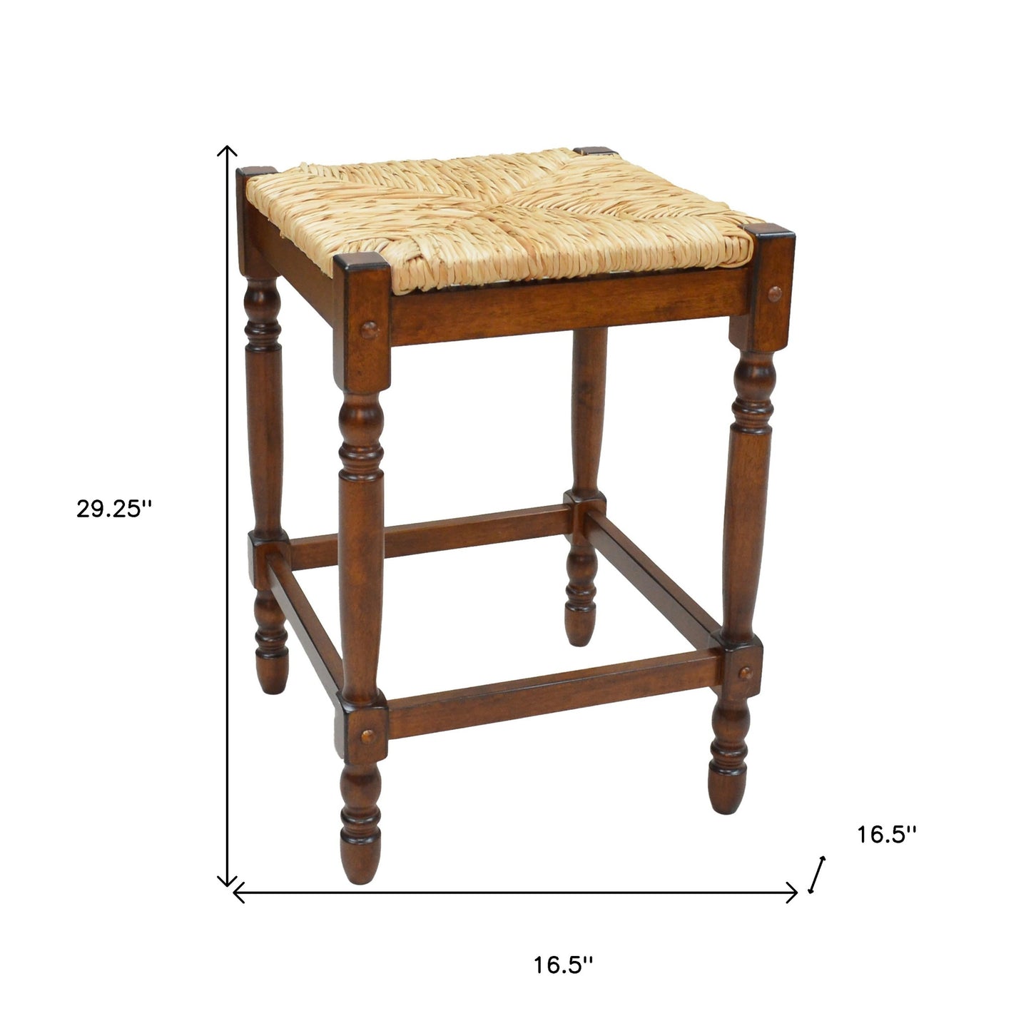 29" Natural And Chestnut Solid Wood Backless Bar Height Bar Chair - Loft&Timber